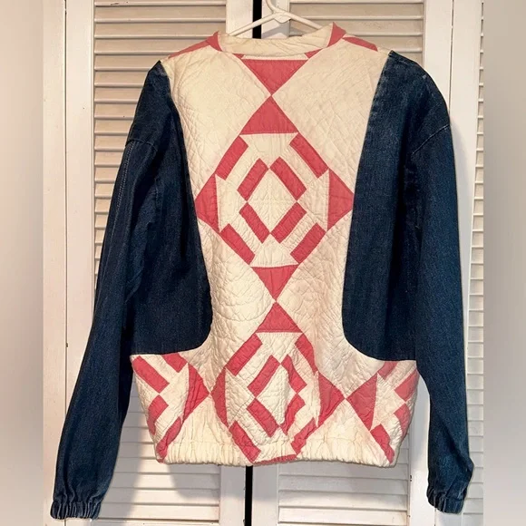 Patchwork Quilt Denim Jacket Size Large - Picture 3 of 5
